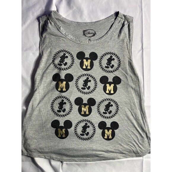 Disney Tops - Disney‎ Mickey Mouse Graphic Tank Top XL Gray Sleeveless Casual